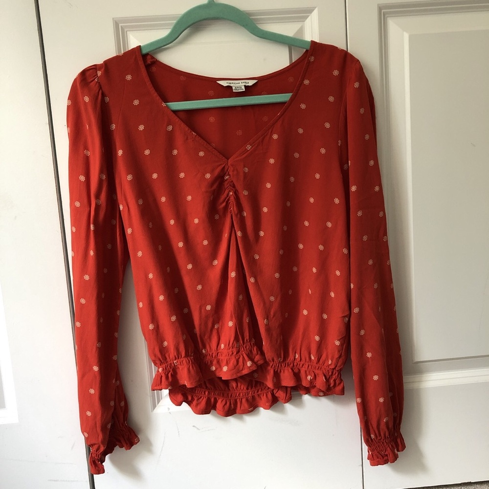 American eagle Red printed blouse